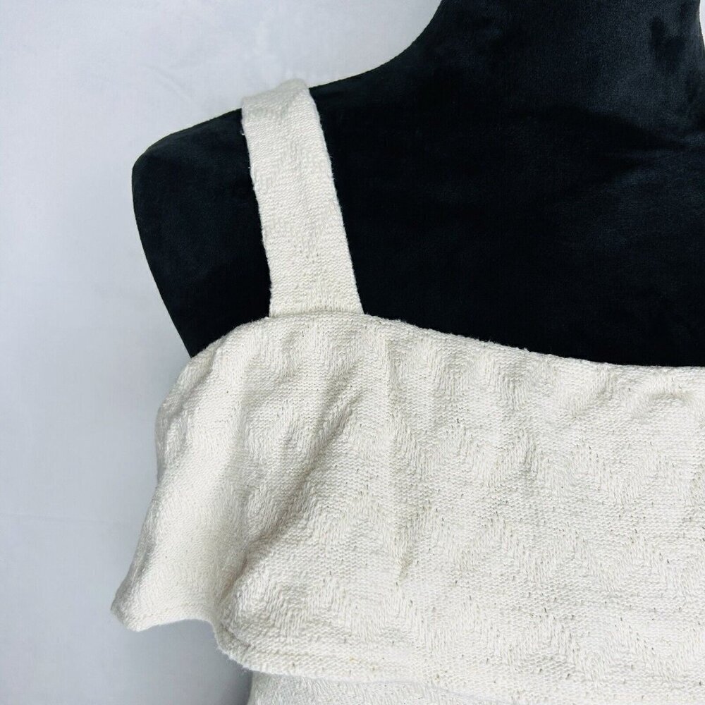 Madewell Cream Knit Sleeveless Top Ruffle Tank Women's Sz XXS - Picture 4 of 8